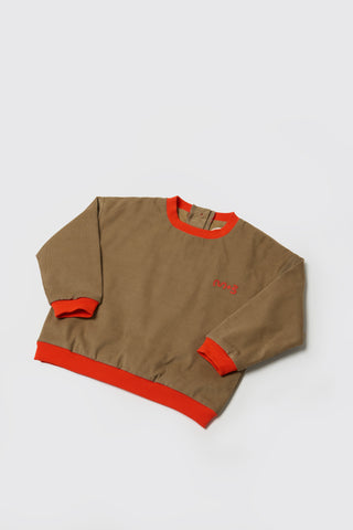 CORDUROY SWEATSHIRT WITH CONTRAST HEM - sepia - BRN - Image 2